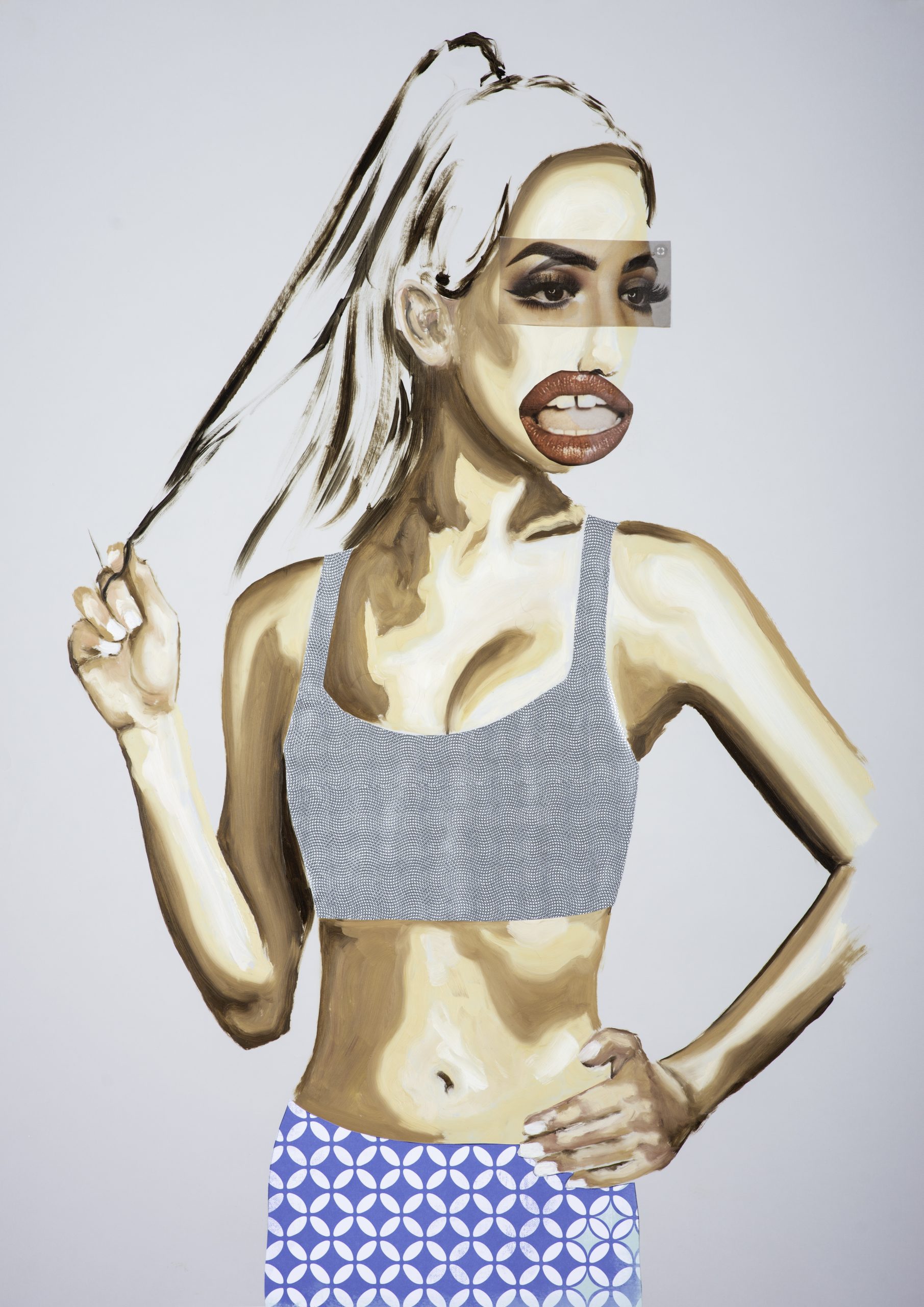 Misguided, 2019, oil and collage on translucent paper, 84 x 59cm